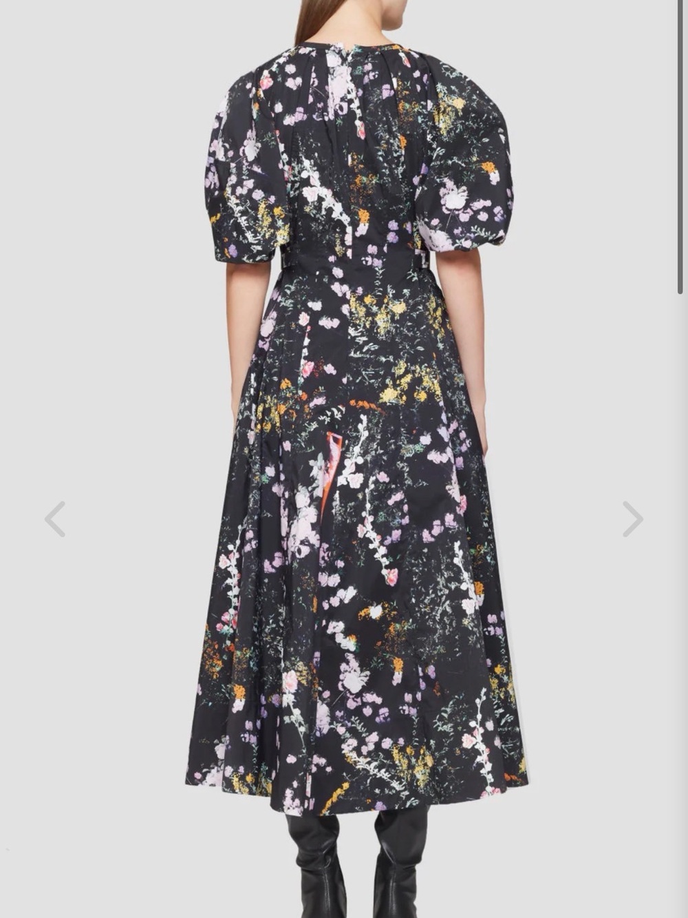 3.1 Phillip Lim Black Floral Pleated Dress with Pink & Green Accents - Picture 9 of 11